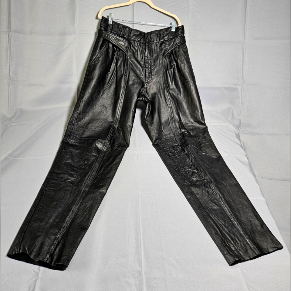 Men's Black Leather Pants - Classic Fit